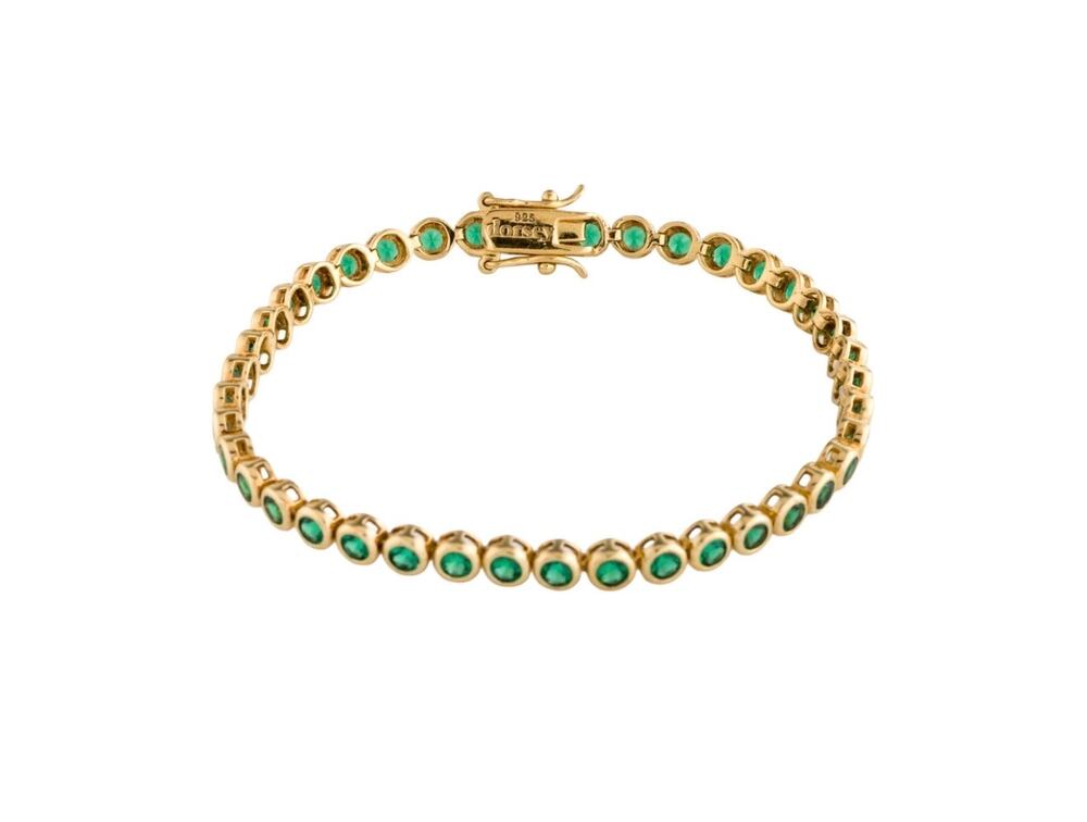 Dorsey James Bezel Rivière Bracelet Nano Emerald 18K Gold Vermeil 925